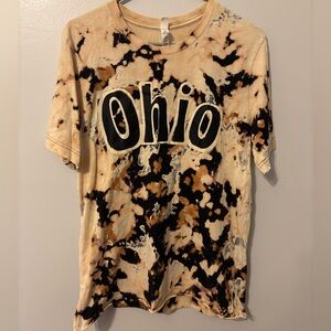 Beige and Black Graphic T-Shirt distressed